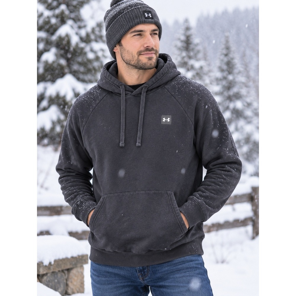 Under Armour Rival Fleece Hoodie Men's Small Black Loose Fit Pullover